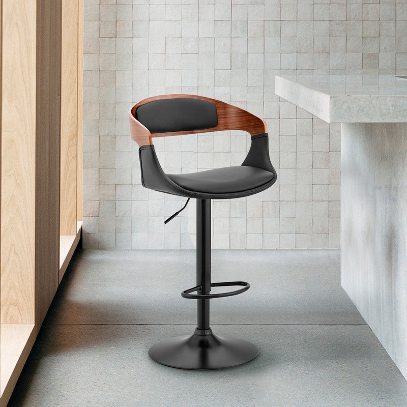 Black Modern Upholstered & Black Base Bar Stool By Homeroots