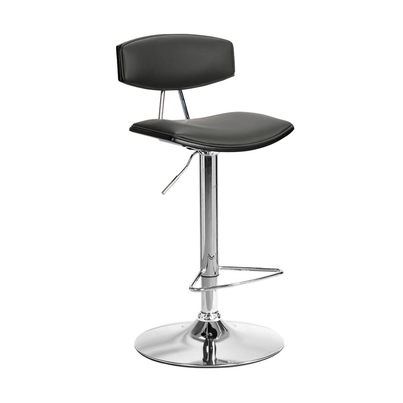 Gray Faux Leather Adjustable Chrome Base Swivel Bar Stool By Homeroots
