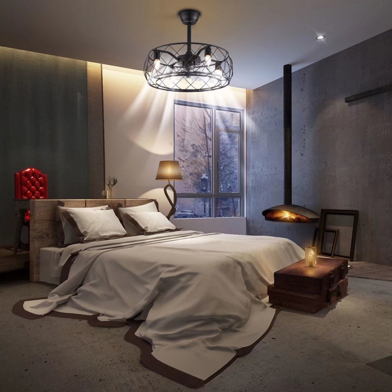 Industrial Caged Ceiling Lamp And Fan By Homeroots