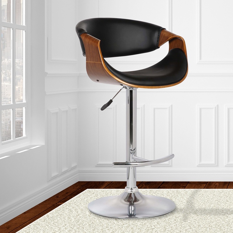 Mod Adjustable Black Faux Leather Swivel Bar Stool By Homeroots
