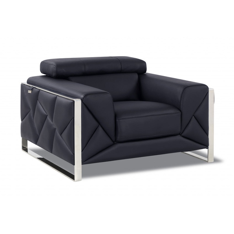 Mod Black Leather and Chrome Deco Accent Chair By Homeroots