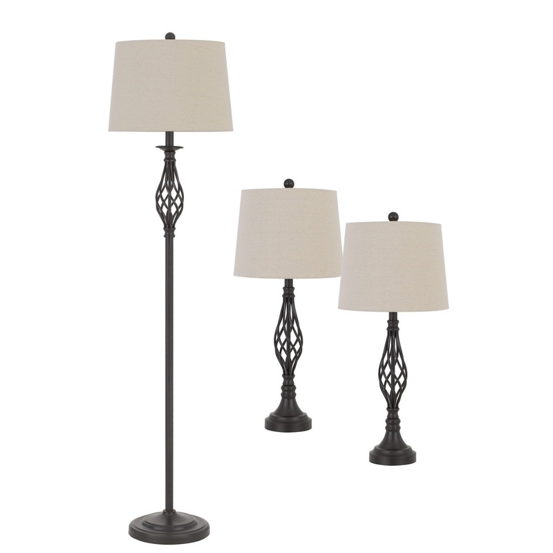Set of Three Retro Metal Floor and Table Lamp Set By Homeroots