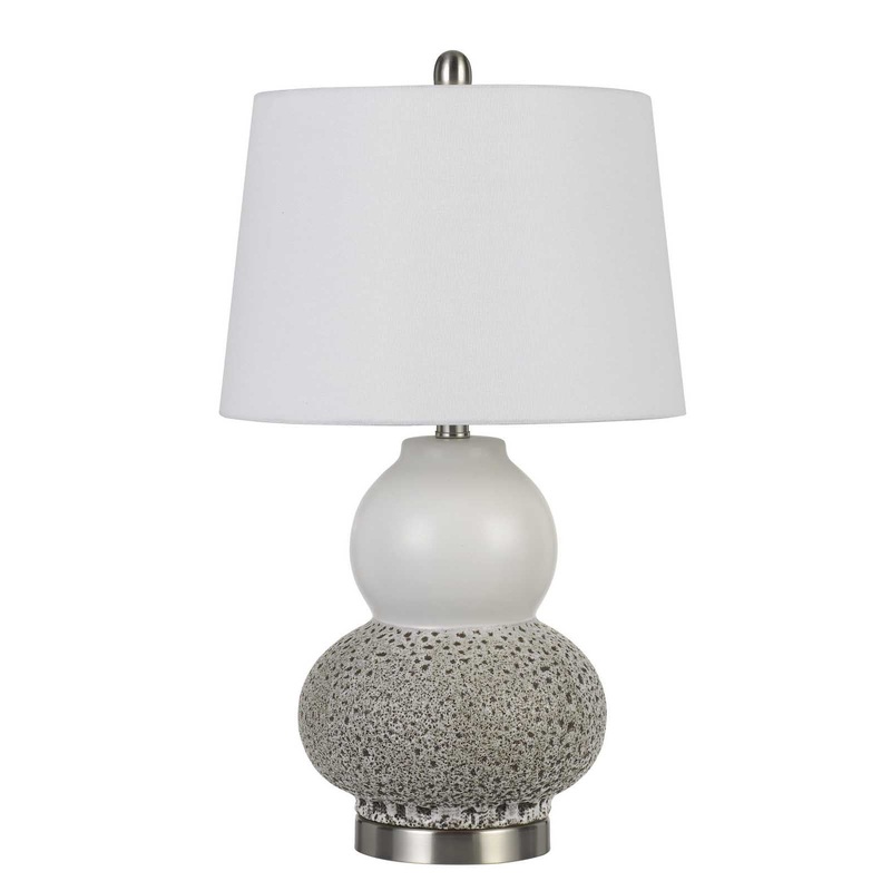 Set of Two 24 Grey Ceramic Pear Table Lamps By Homeroots