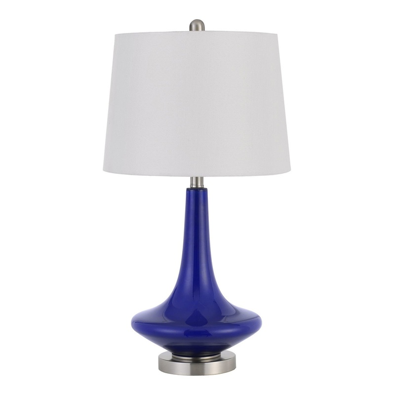 Set of Two 26 Navy Blue Glass Table Lamps By Homeroots