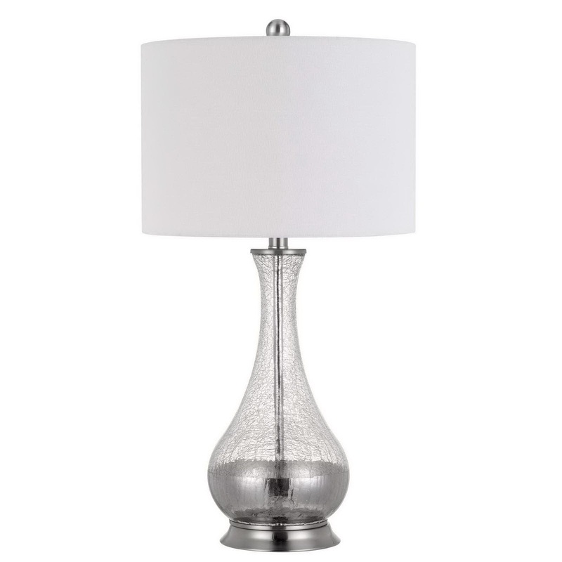 Set of Two 27" Glass And Steel Table Lamps By Homeroots