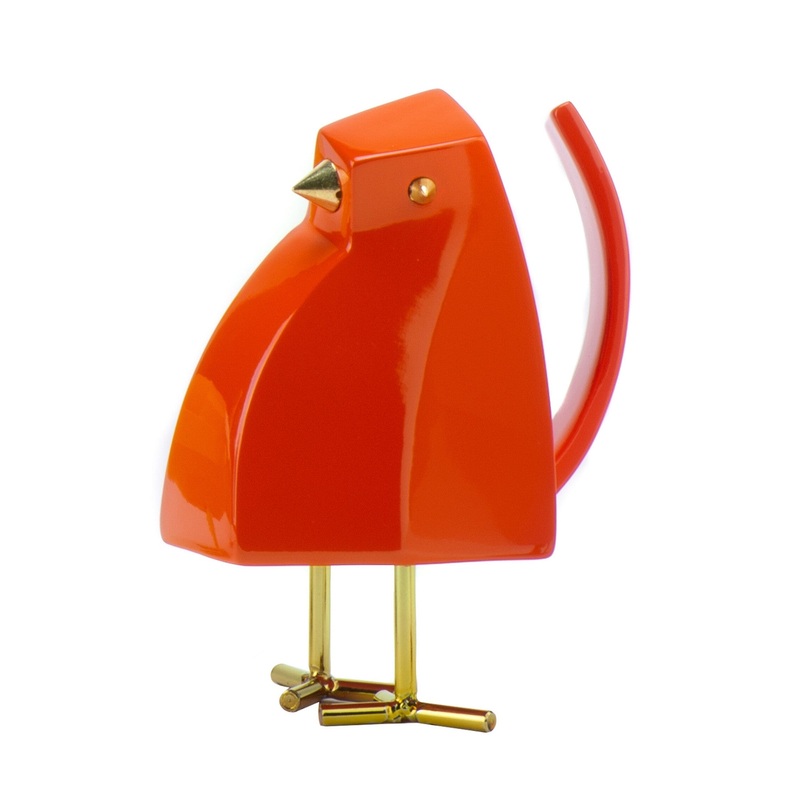 Small Orange and Gold Bird Sculpture By Homeroots