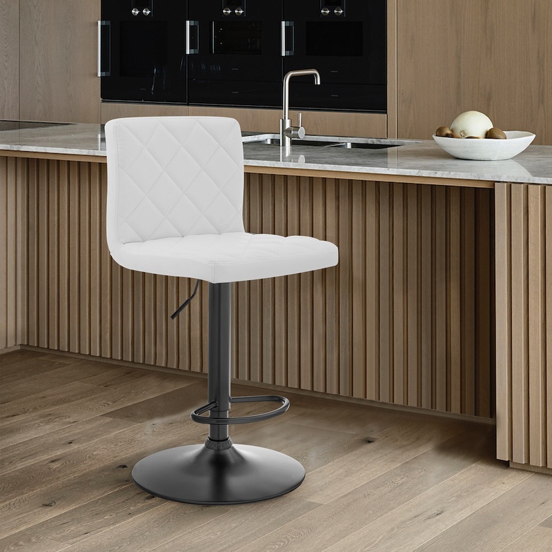 White Faux Leather Swivel Adjustable Bar Stool By Homeroots