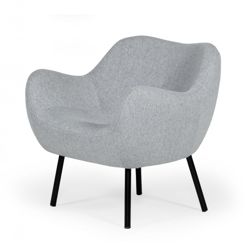 28" Modern Grey Linen Fabric Chunky Wingback Chair By Homeroots