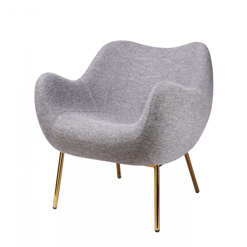 29" Plush Grey and Gold Comfy Accent Chair By Homeroots
