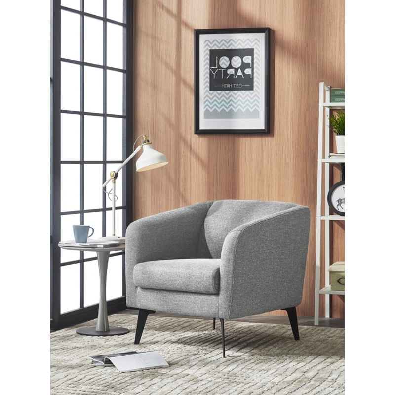 30" Contemporary Light Grey Fabric Curved Arm Accent Chair By Homeroots