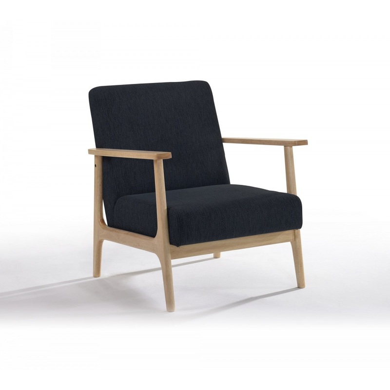 31" Black and Natural Oak Low Seat Modern Armchair By Homeroots