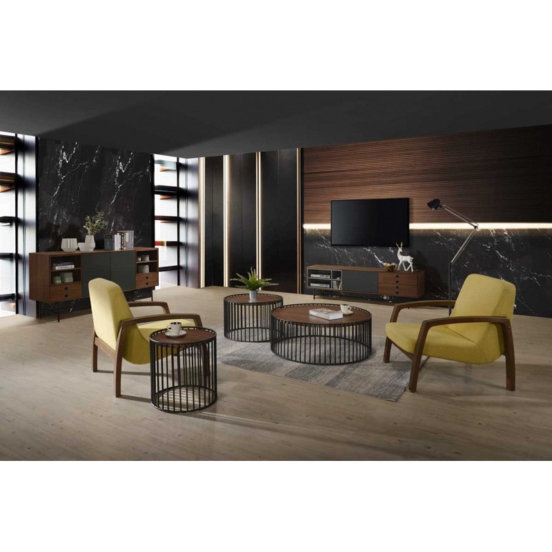 31" Gold and Walnut Retro Modern Wood Armchair By Homeroots
