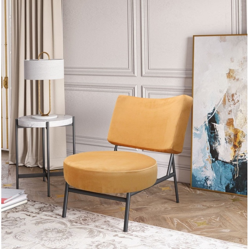 32" Orange Contemporary Rectangle and Circle Accent Chair By Homeroots