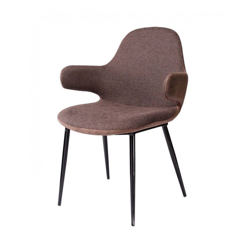 33" Stylish Brown Fabric and Faux Leather Accent Chair By Homeroots
