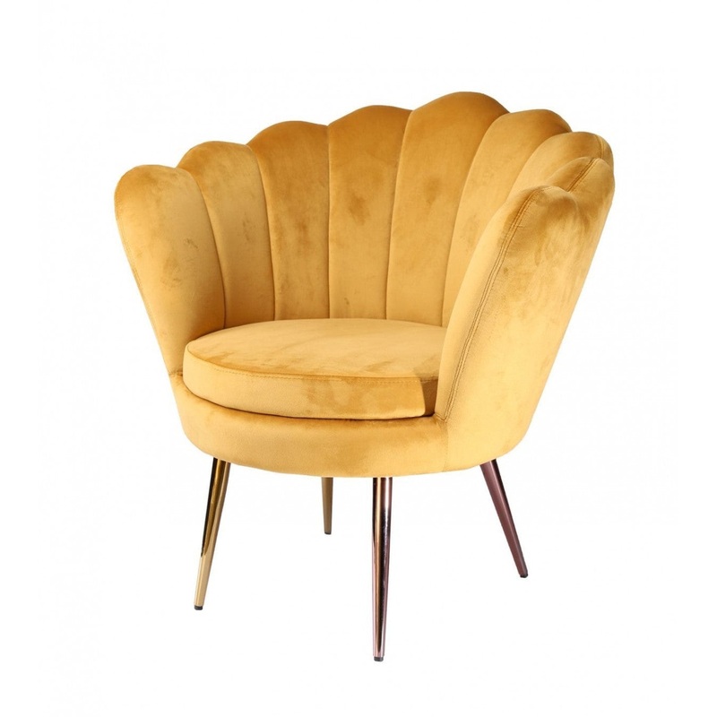 34" Modern Golden Seashell Accent Chair By Homeroots