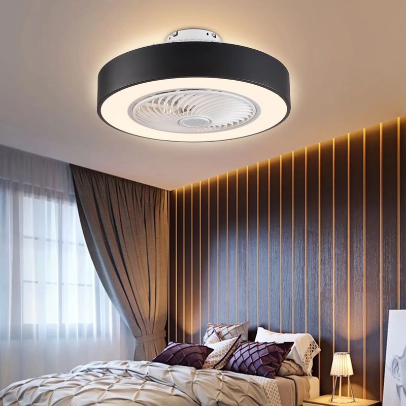Black and White Mod Invisible Blade Ceiling Fan And Light By Homeroots