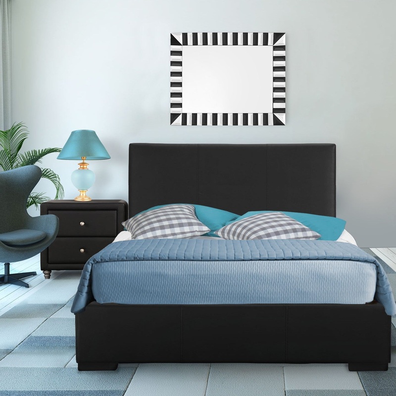 Black Upholstered Twin Platform Bed With Nightstand By Homeroots