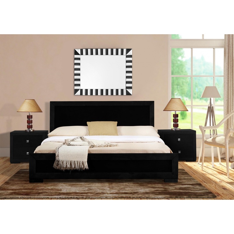 Black Wood Full Platform Bed By Homeroots - 397112