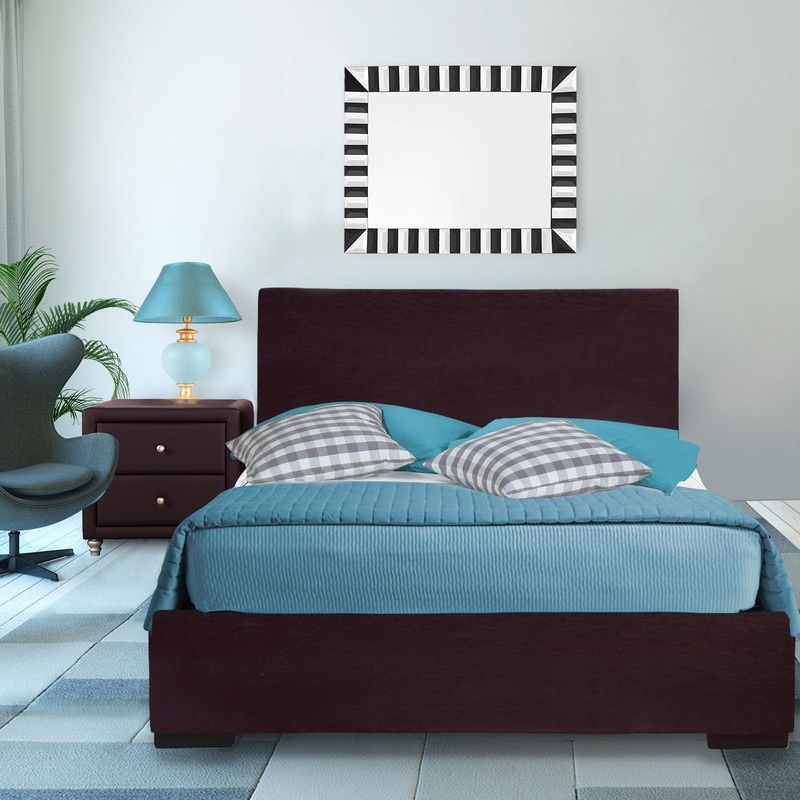Brown Upholstered Twin Platform Bed With Nightstand By Homeroots