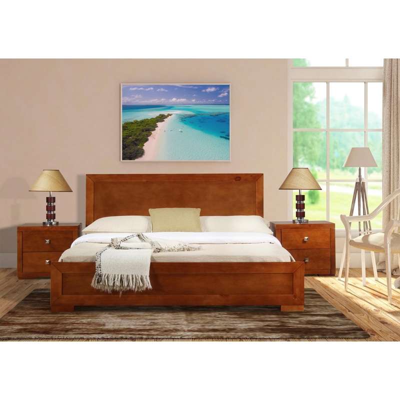 Cherry Wood Full Platform Bed By Homeroots - 397096