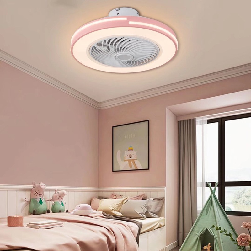 Compact Pink LED Ceiling Fan and Light By Homeroots