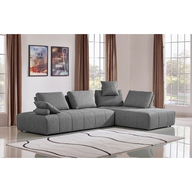 Contempo Gray Fabric Modular Two Piece Sectional Sofa By Homeroots