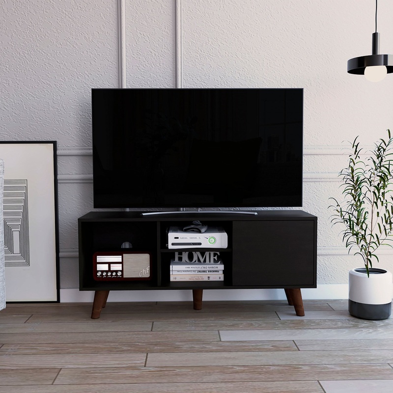 Contemporary Black Wengue TV Stand By Homeroots