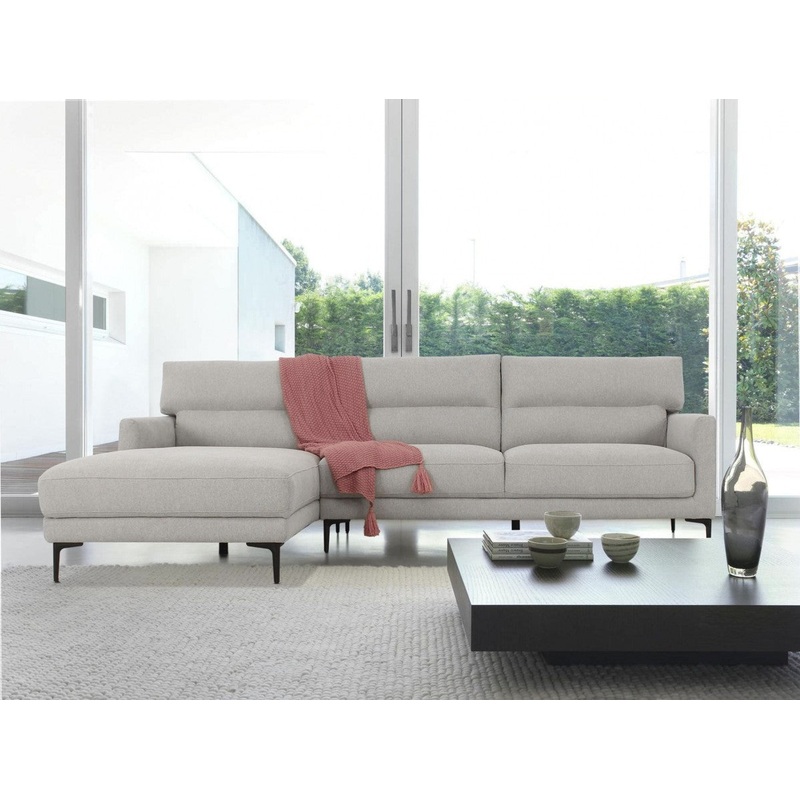 Contemporary Dove Gray Squared Edge Left Facing Sectional Sofa By Homeroots