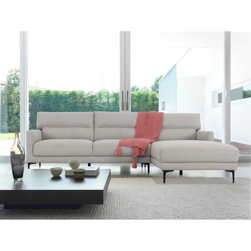 Contemporary Dove Gray Squared Edge Right Facing Sectional Sofa By Homeroots