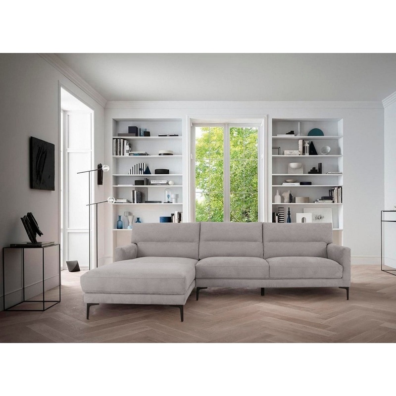 Contemporary Soft Gray Squared Edge Left Facing Sectional Sofa By Homeroots
