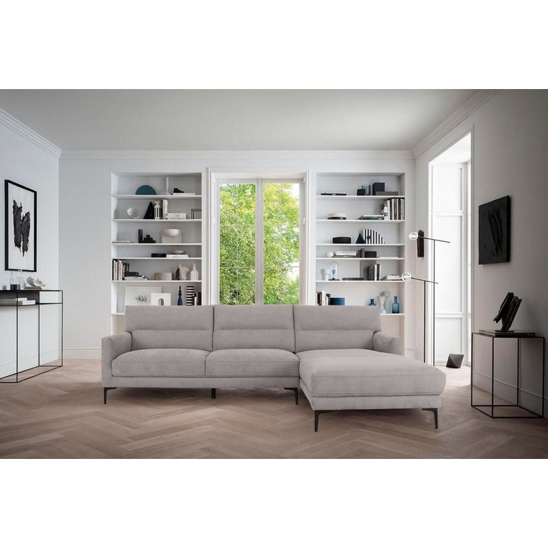 Contemporary Soft Gray Squared Edge Right Facing Sectional Sofa By Homeroots