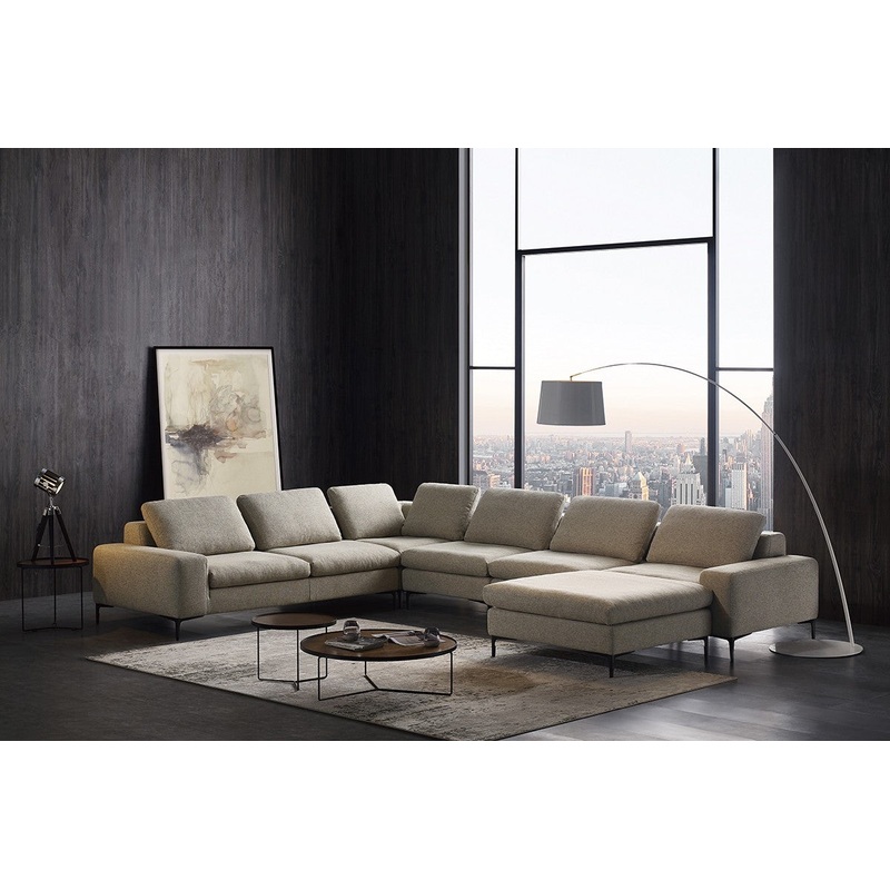 Designer Contemporary Tan Fabric U Shaped Sectional Sofa By Homeroots