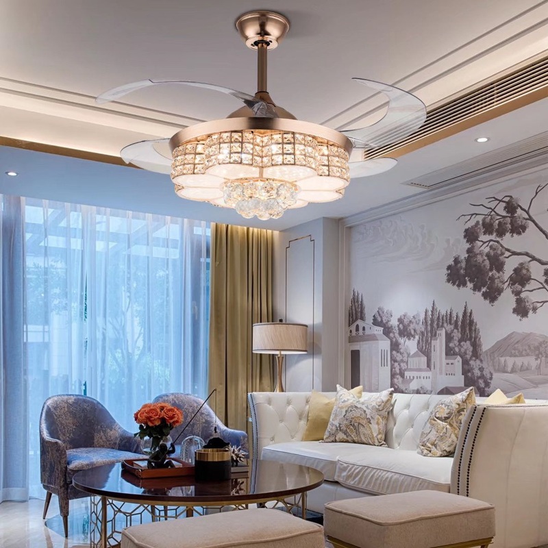 Gold Art Deco Glam Chandelier And Retractable Fan By Homeroots