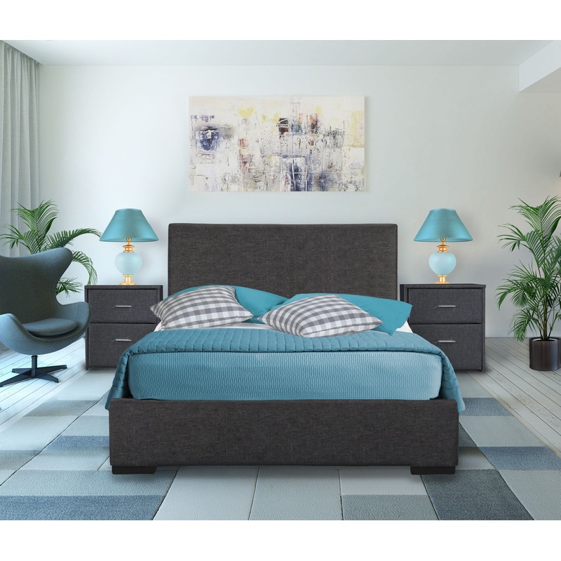 Grey Upholstered Twin Platform Bed By Homeroots
