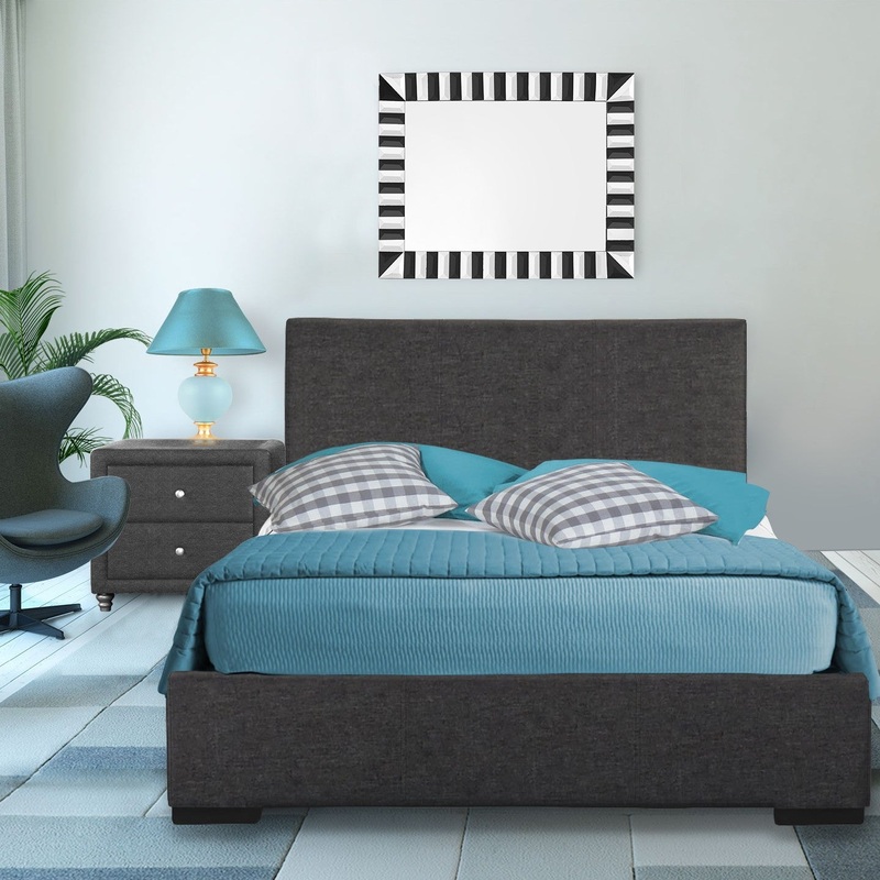 Grey Upholstered Twin Platform Bed With Nightstand By Homeroots