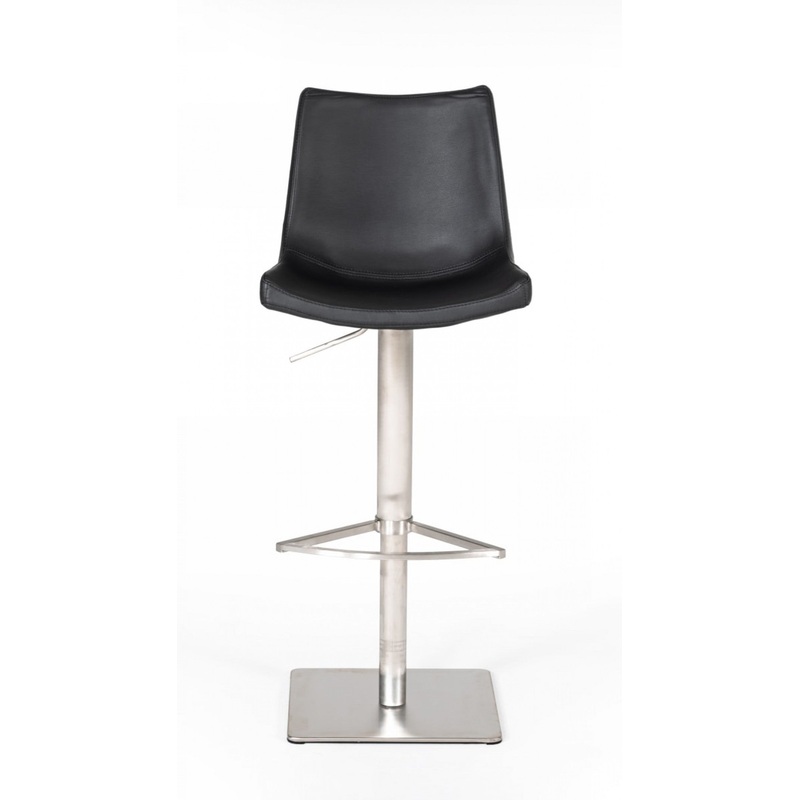 Industrial 43" Black Faux Leather Adjustable Bar Stool By Homeroots