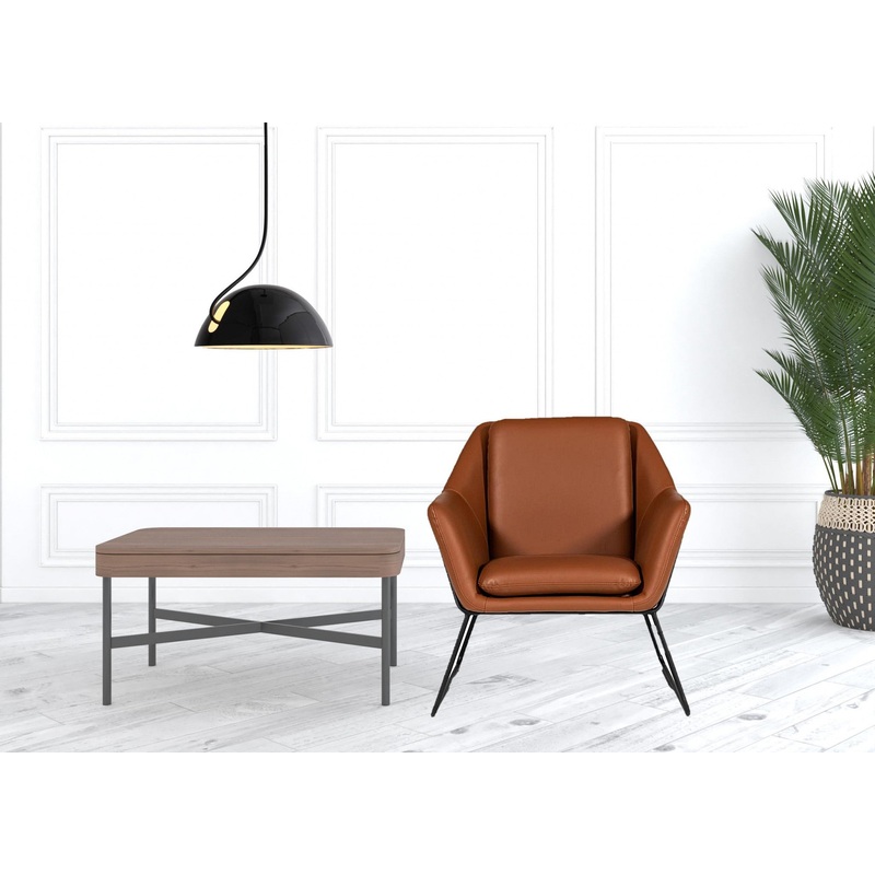 Industrial Brown Eco Leather And Black Metal Chair By Homeroots