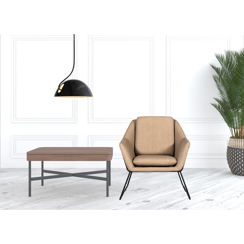 Industrial Taupe Faux Leather And Black Accent Chair By Homeroots