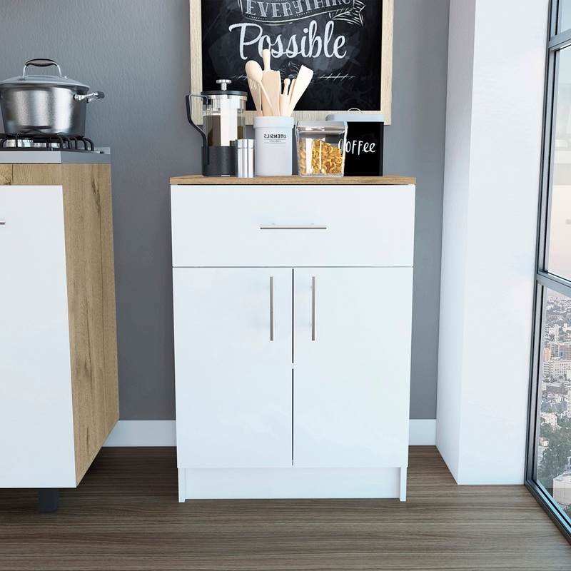 Ligh Oak and White Pantry Cabinet By Homeroots