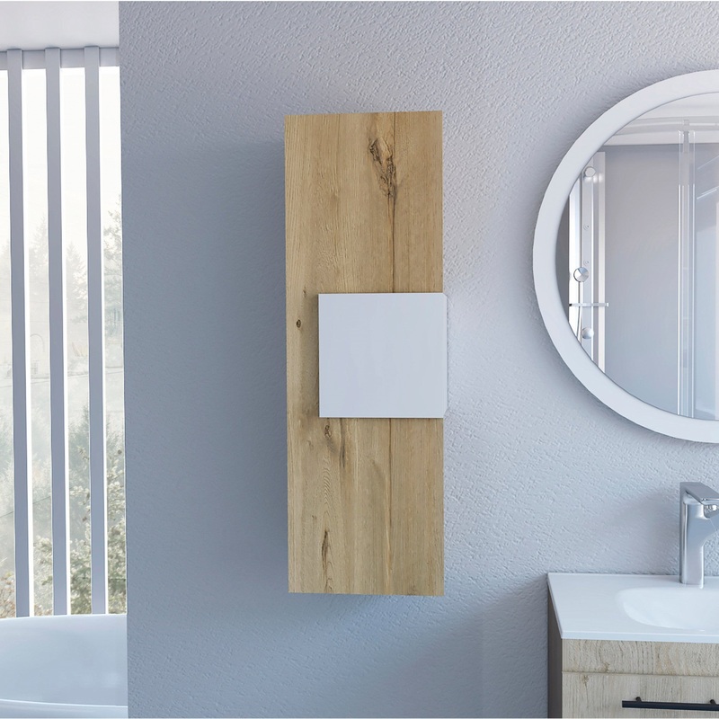 Light Oak and White Multi Purpose Vertical Hanging Cabinet By Homeroots