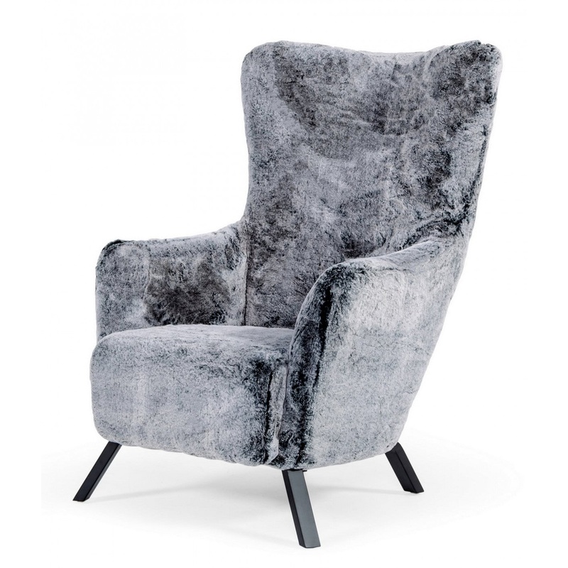 Mid Century Glam Grey Faux Fur Accent Chair By Homeroots