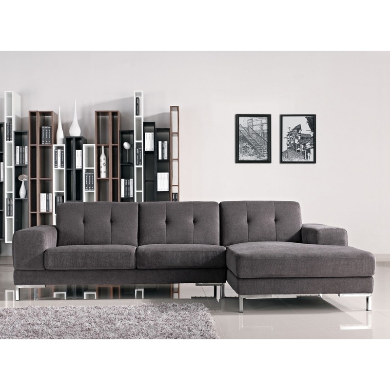 Mod Flare Dark Gray Fabric Right Facing Sectional Sofa By Homeroots
