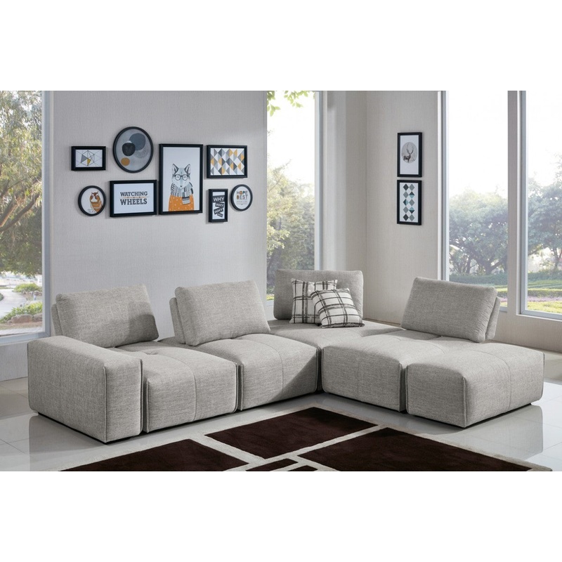 Mod Gray Fabric Chunky Modular Sectional Sofa By Homeroots