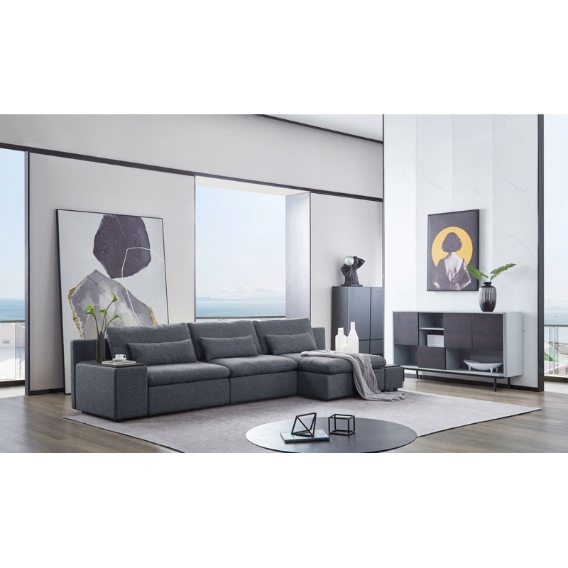 Modern Chic Gray Fabric Modular Sectional Sofa with Storage By Homeroots