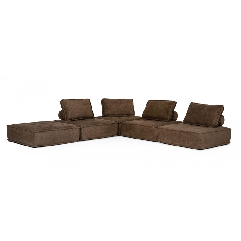 Modern Chocolate Brown Floor Pillow Modular Sectional Sofa By Homeroots