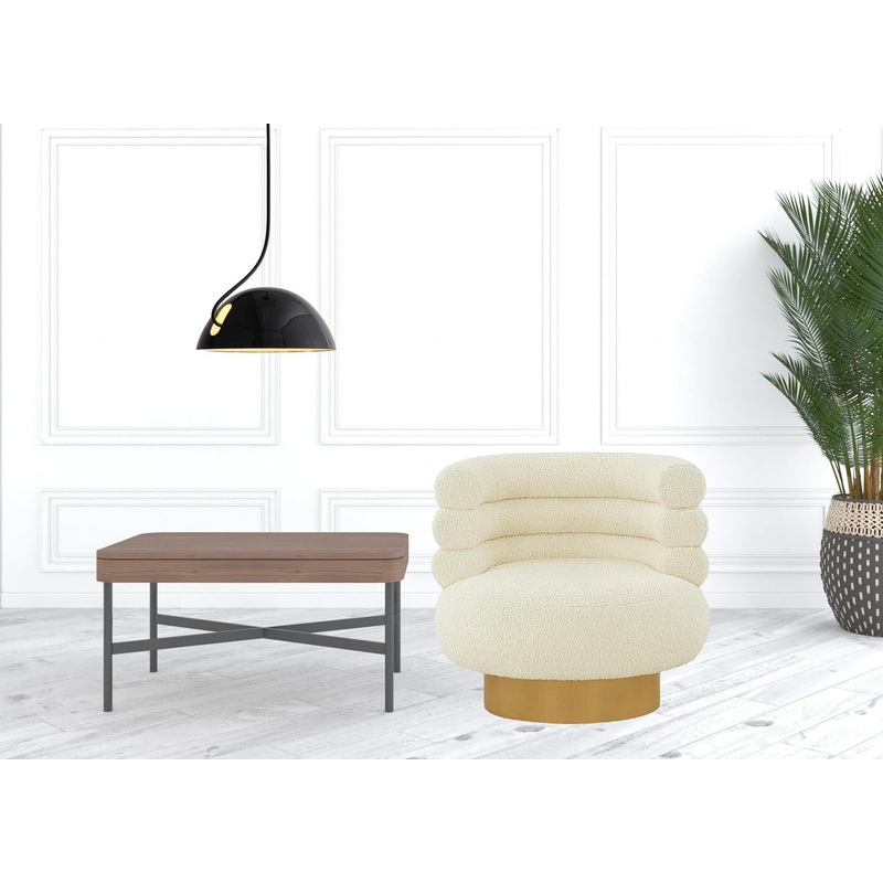 Modern Cream Fabric And Gold Accent Chair By Homeroots