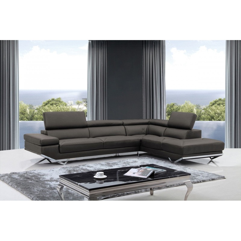 Modern Dark Gray Faux Leather Right Facing Sectional Sofa By Homeroots