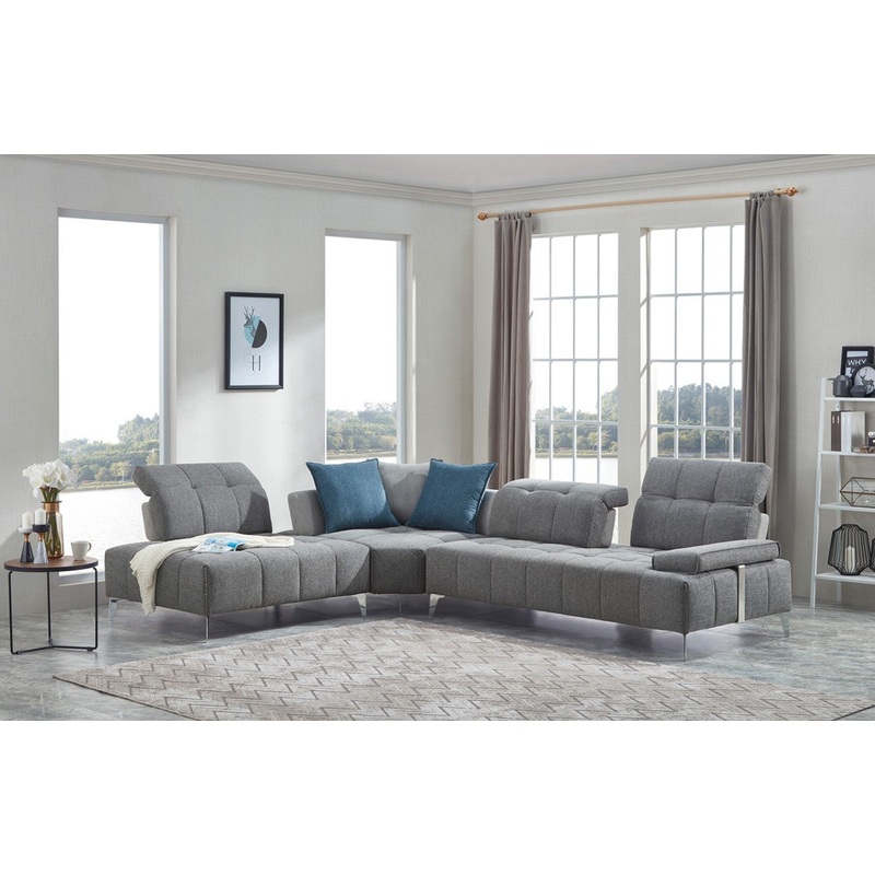 Modern Gray Fabric Moveable Back and Adjustable Sectional Sofa By Homeroots