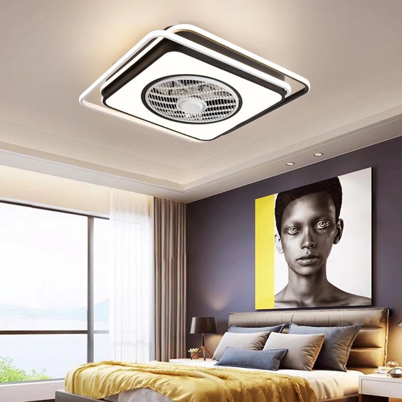 Modern White And Black Ceiling Lamp And Fan By Homeroots