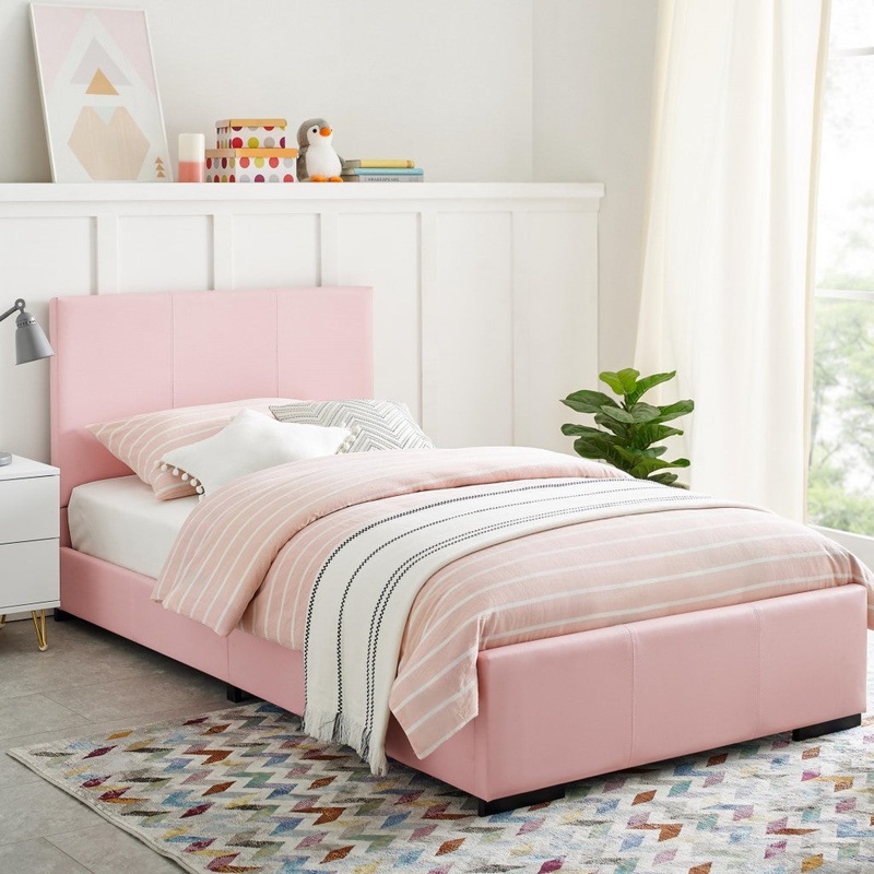 Pink Upholstered Twin Platform Bed By Homeroots